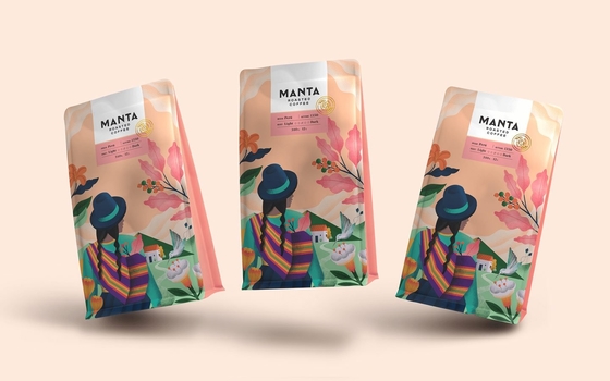 Gravure Printing Coffee Packaging Bags Color Printed 500g Flat Bottom Customizable