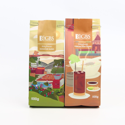 250g Kraft Zipper Pouch Gusset Bags / Reusable Stand Up  Bags For Coffee Packaging