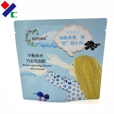Rotogravure Printing Three Side Seal Pouch Facial Mask Packaging Aluminum Foil Lining Inside