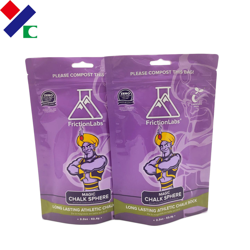 40 Microns Stand Up Zipper Pouch Bags , Compostable Plastic Food Bags With 